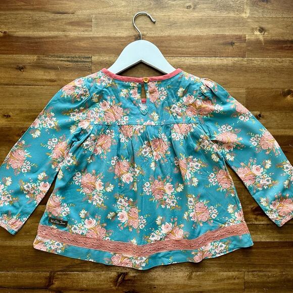 NWT Matilda Jane Just Imagine Afina Blue Pink Floral Rayon Top Long Sleeves 4 - Picture 5 of 7